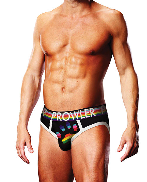 Prowler Oversized Paw Brief, Black with Rainbow Pride Waistband – XL