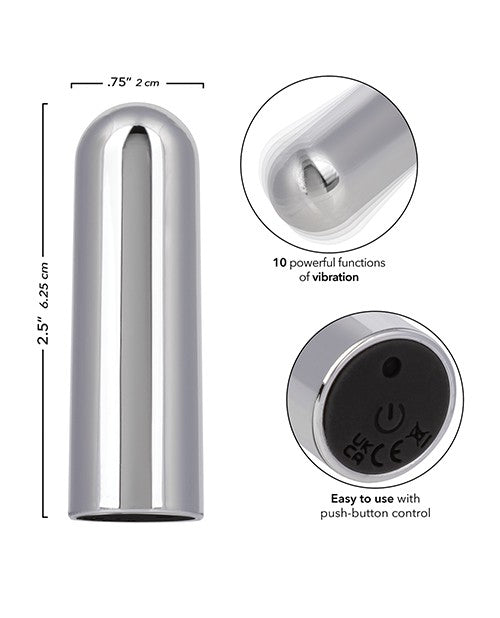 California Exotic Novelties Turbo Buzz Classic Rechargeable Bullet Stimulator, 10 Functions, Silver