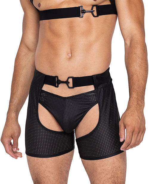 Roma Costume Master Chaps, Black XL with Hook & Ring Closure