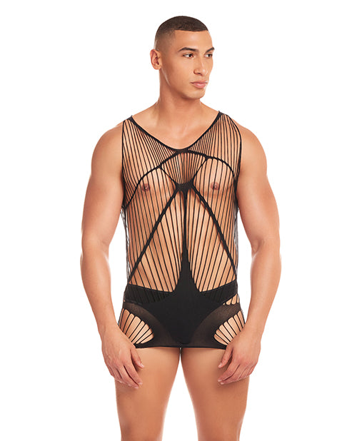 Rene Rofe and Pink Lipstick 42008 Black S/M Automatic Long Tank, Nylon Spandex