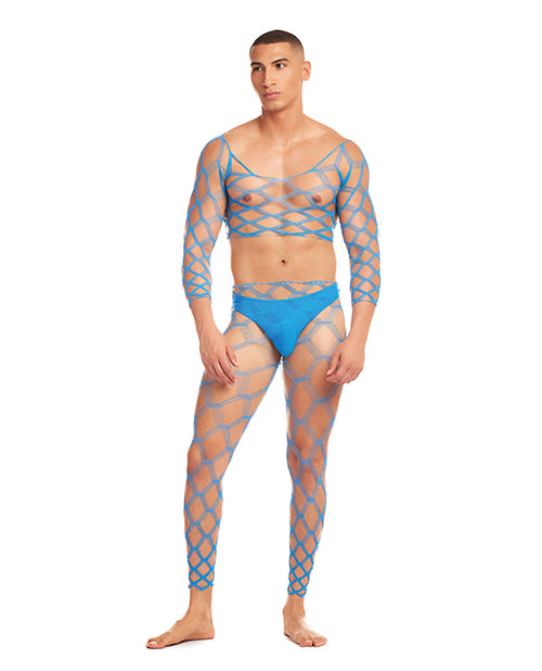 Rene Rofe Pink Lipstick Rainbow Party 3 pc Set, Blue Nylon Spandex S/M