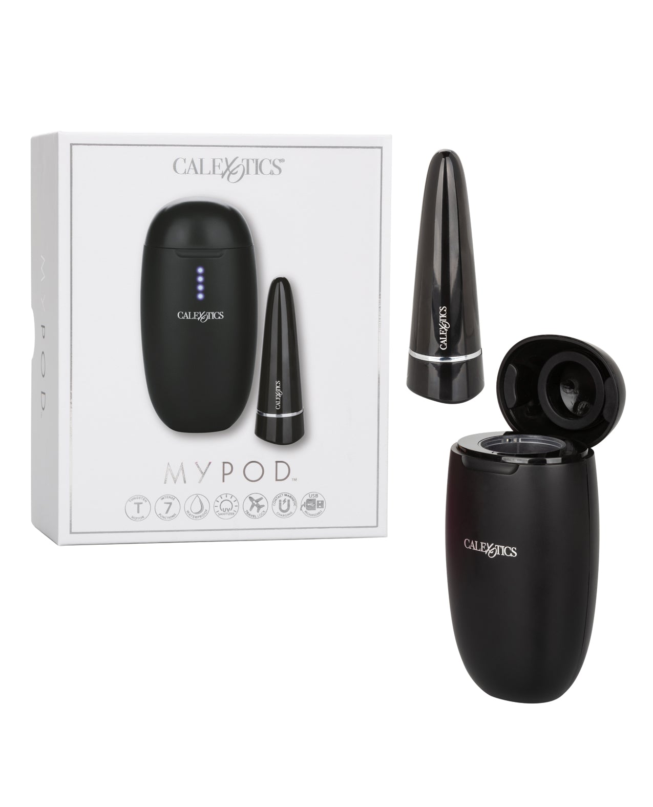 CalExotics My Pod 7-Function Wireless Rechargeable Bullet Vibrator, Black