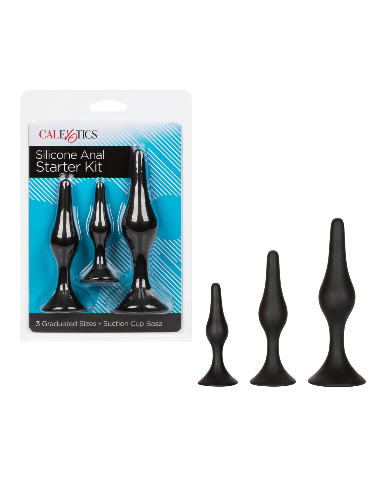 CalExotics Silicone Anal Starter Kit, 3 Graduated Satin Finish Plugs