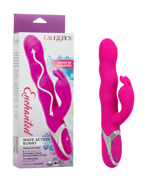 California Exotic Novelties Enchanted Wave Action Bunny Dual Massager, Pink