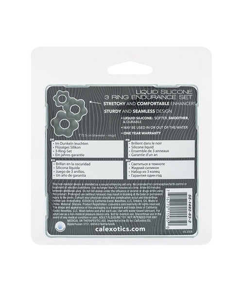 California Exotic Novelties Alpha Silicone 3-Ring Endurance Set, Grey