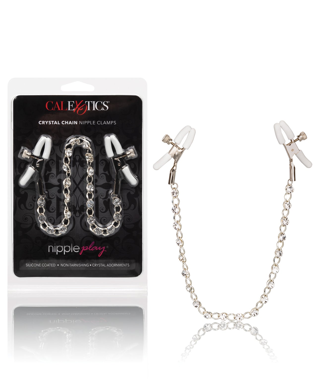 California Exotic Novelties Crystal Nipple Clamps, Clear, Adjustable