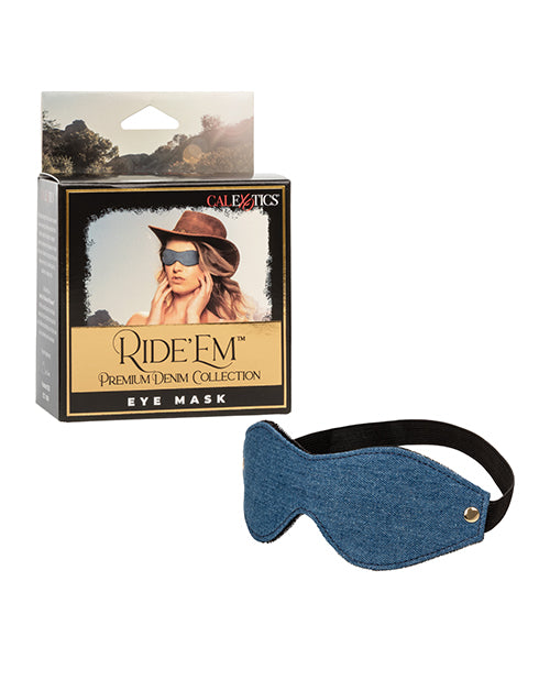 California Exotic Novelties Ride 'em Premium Denim Eye Mask, Blue