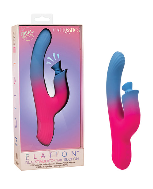 CalExotics Elation Dual Stimulator with Suction, 100 Combinations – Blue/Pink