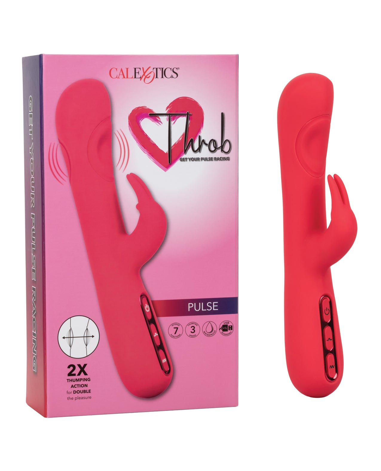 California Exotic Novelties Throb Pulse Rechargeable Rabbit Vibrator, Pink