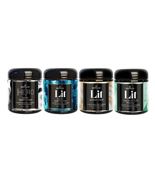 Sensuva Lit 4-Piece Variety Pack Luxury Massage Candles