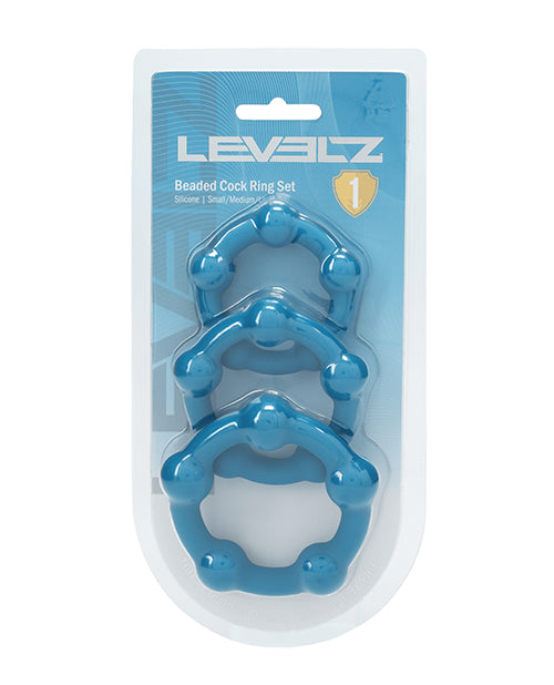 Shots America LVL01-0024TEA Beaded Silicone Rings Set, 3 Sizes (35-45mm), Teal