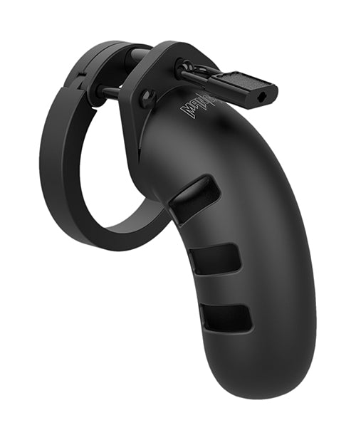 Shots America ManCage Model 21 Chastity Cage, 4.75" Black Silicone/Polycarbonate