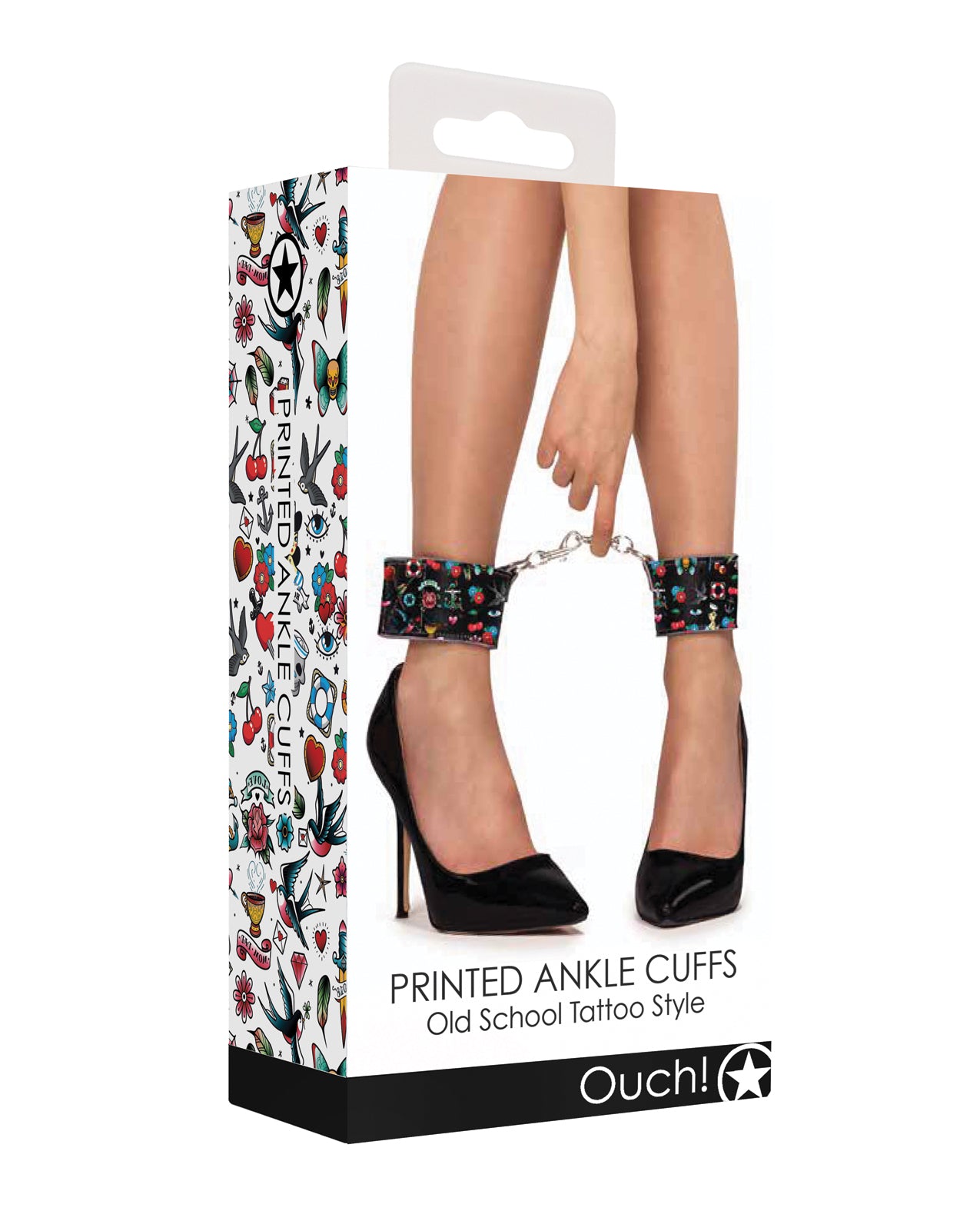 Shots America LLC OU447BLK Old School Ankle Cuffs, Black Faux Leather