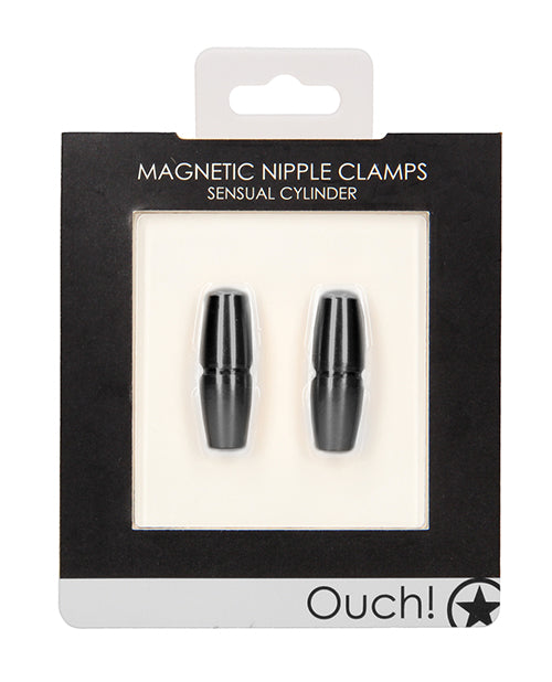 Shots Ouch Sensual Cylinder Magnetic Nipple Clamps, Black