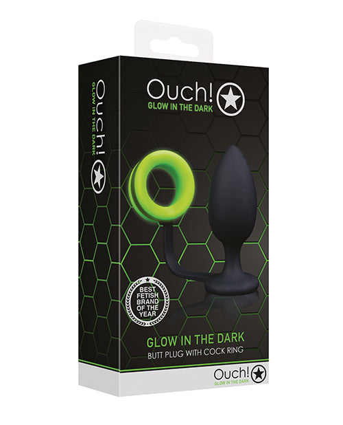 Shots Ouch Butt Plug & Cock Ring, Glow in the Dark