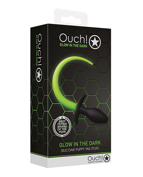 Shots America LLC Ouch! Puppy Tail Plug, Glow in the Dark Silicone