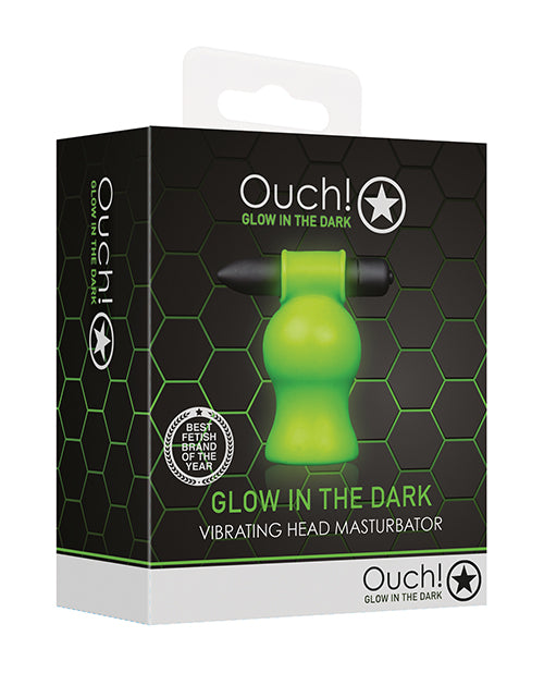 Shots Ouch! Glow in the Dark Vibrating Head Masturbator, Body-Safe TPE/ABS