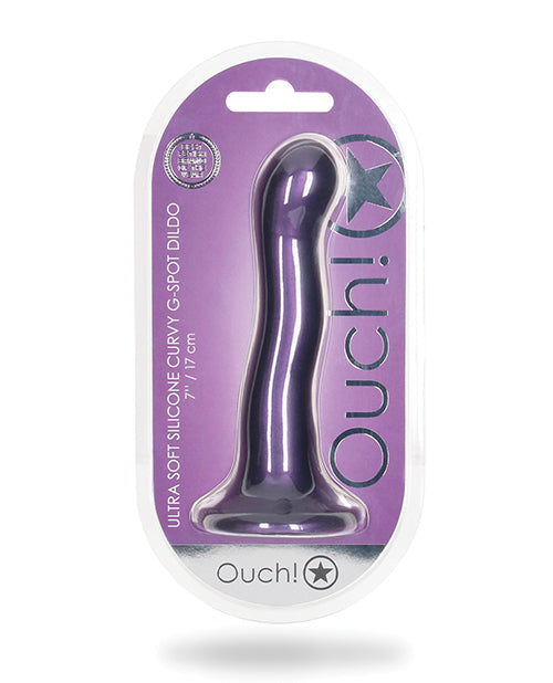 Shots Ouch! Ultra Soft Curvy G-Spot Dildo, 7-Inch Metallic Purple