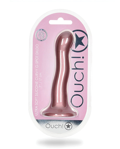 Shots Ouch! 7" Ultra-Soft Curvy G-Spot Dildo, Rose Gold