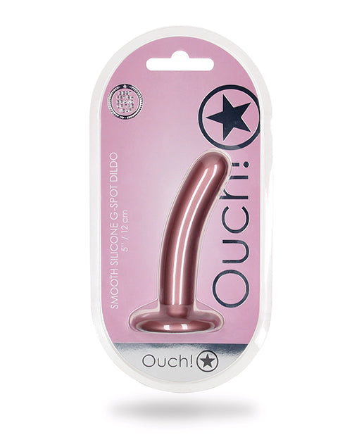 Shots Ouch! Smooth G-Spot Dildo, 5-Inch, Rose Gold Body-Safe Silicone
