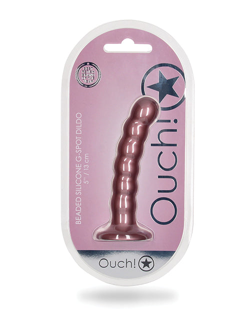Shots Ouch! 5" Beaded G-Spot Dildo, Rose Gold Silicone