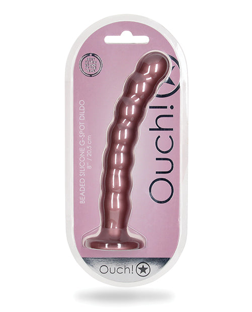 Shots America LLC Ouch! 8" Beaded G-Spot Dildo, Rose Gold Silicone