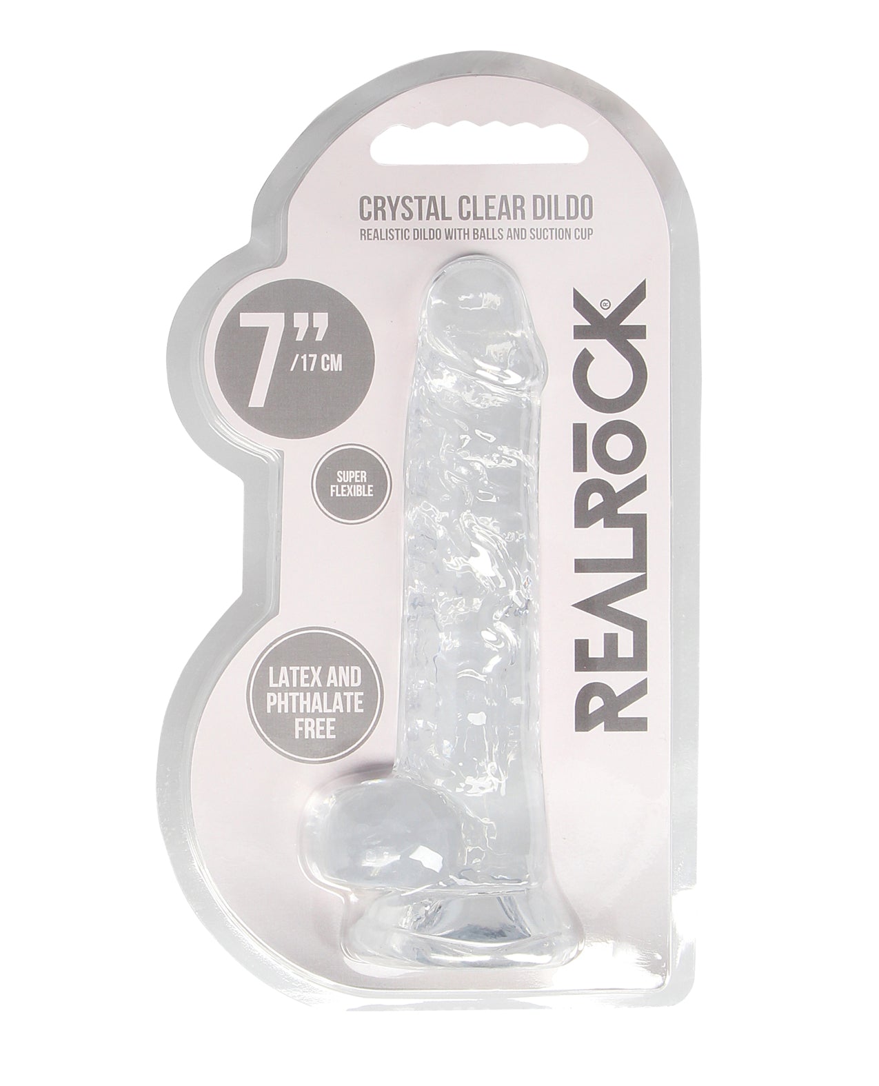Shots America LLC REA091TRA Realistic Crystal Clear Dildo w/Balls, 7.4"