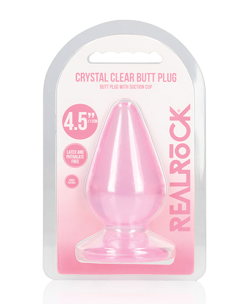 Shots America LLC REA162PNK RealRock Crystal Clear Anal Plug, 4.5" Pink