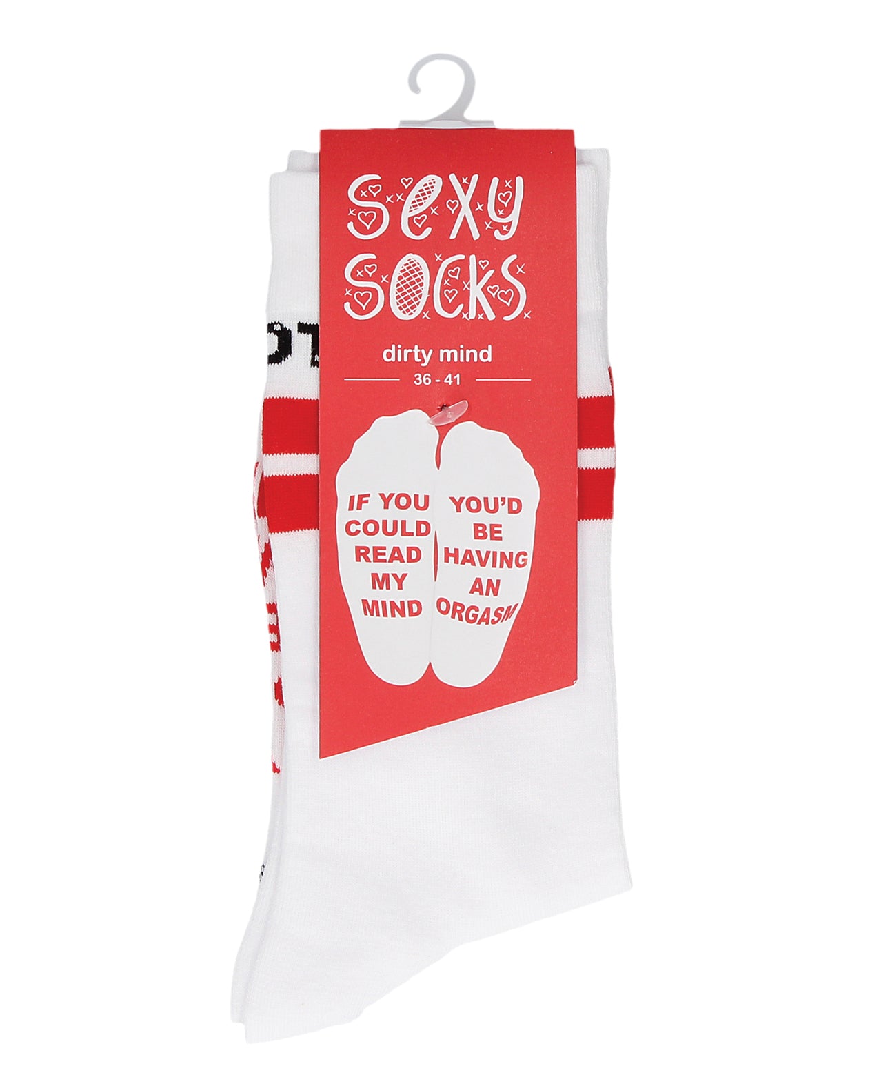 Shots America LLC SOCK006-1 Sexy Socks Dirty Mind - Female, White Cotton Blend