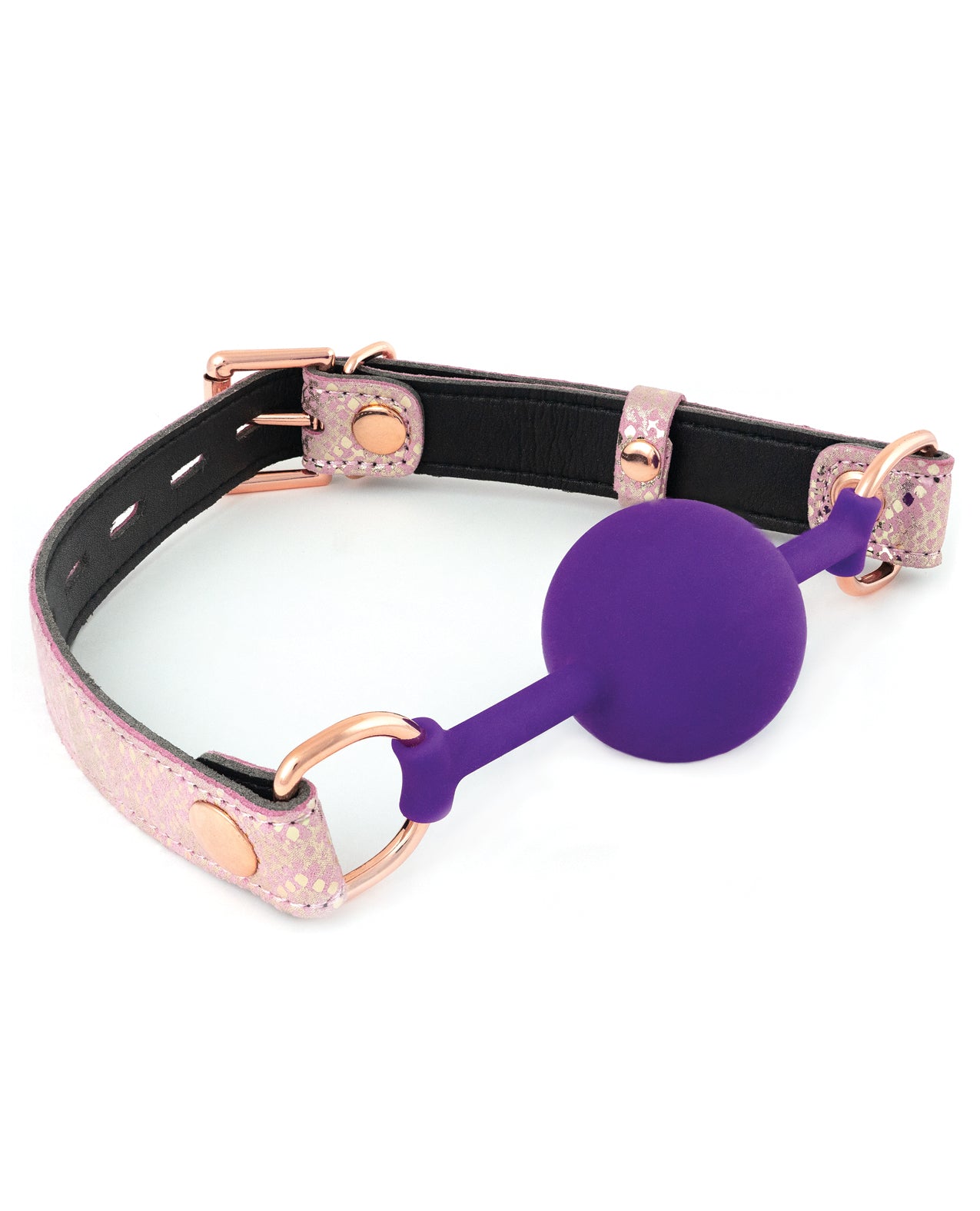 Spartacus Silicone Gag with Leather Lining, Pink Snakeskin Print