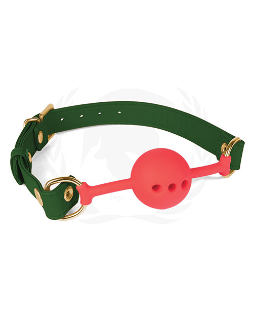 Spartacus Silicone Ball Gag, 46mm, with Adjustable Green PU Straps