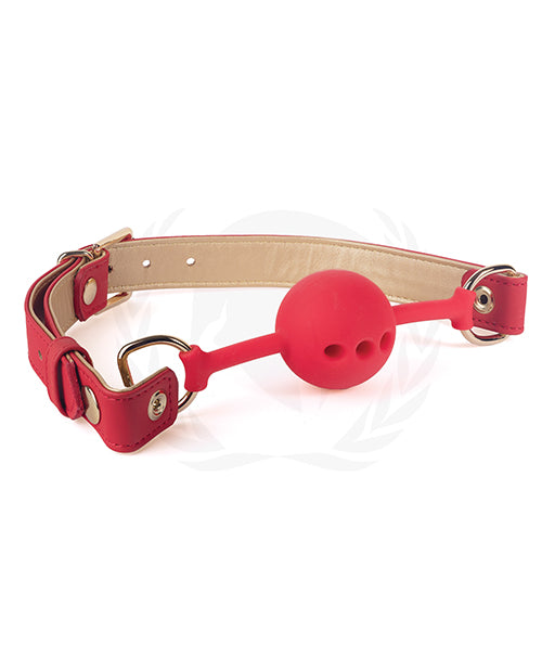 Spartacus Silicone Ball Gag, 46mm, Red with Gold Accents – Vegan & Nickel-Free