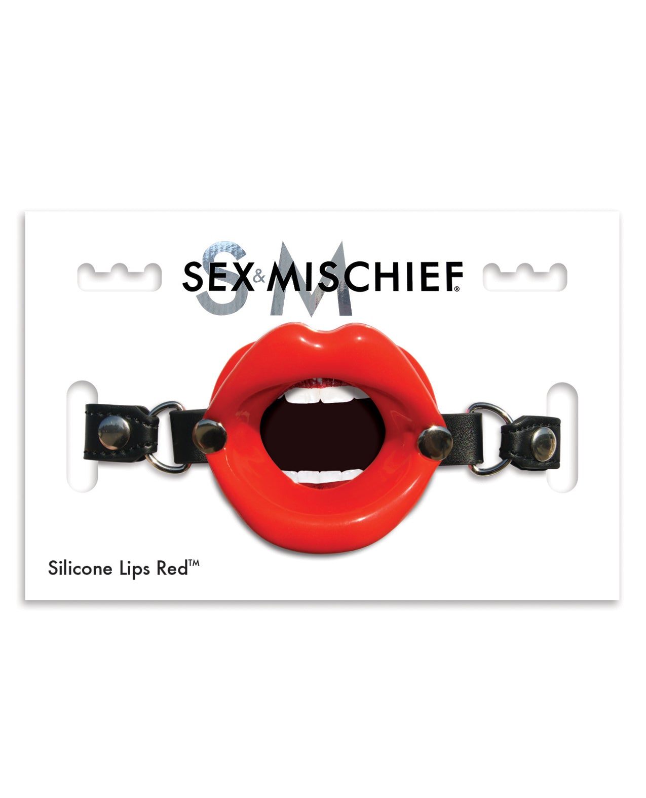 Sportsheets Sex & Mischief Silicone Lips Adjustable Open-Mouth Gag, Red