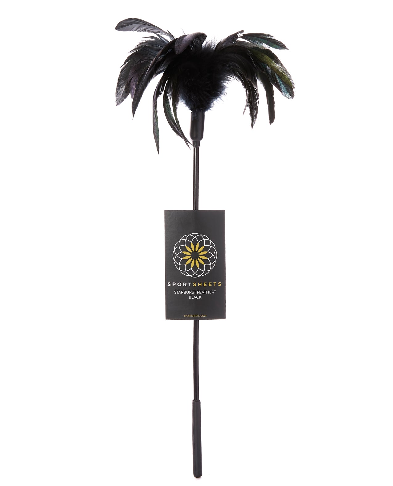 Sportsheets Starburst Feather Body Tickler - 16-inch Rooster Feather, Black