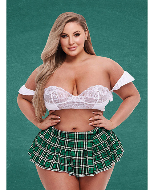 Xgen TP-506-Q Teachers Pet Schoolgirl Bustier Skirt, Green/White, Cup D/DD