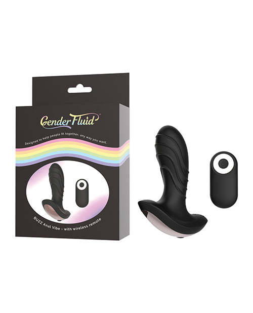Thank Me Now GF-4295 Gender Fluid Buzz Anal Vibe, Black, 4.8"