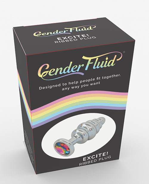 Thank Me Now GF-4523 Gender Fluid Excite! Ribbed Plug, Silver