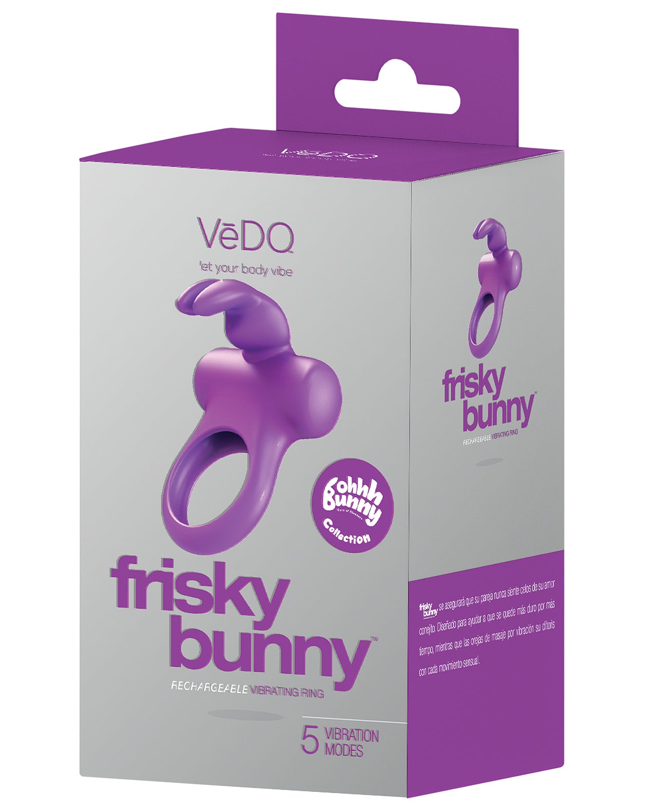VeDo BU-0103 Frisky Bunny Rechargeable Vibrating Ring, Purple
