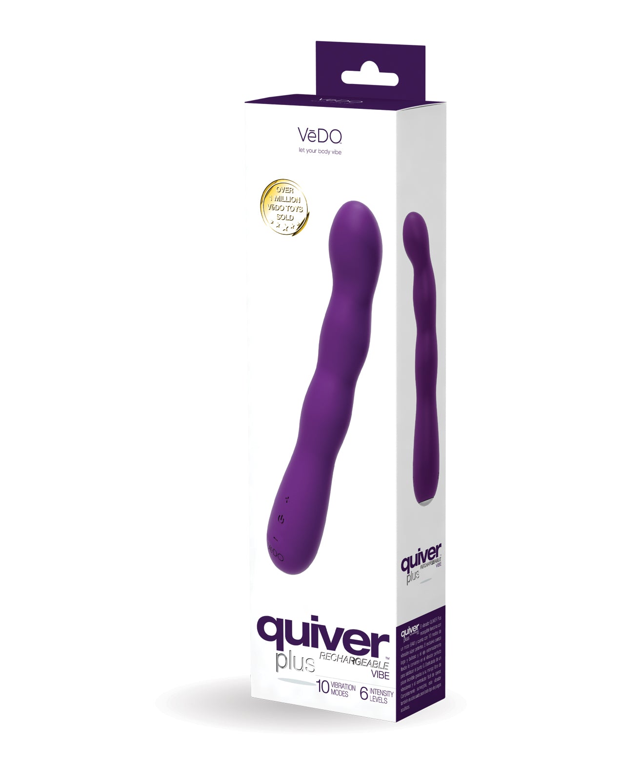 VeDo VI-P1913 Quiver Plus Rechargeable Vibe, 10 Modes, Purple
