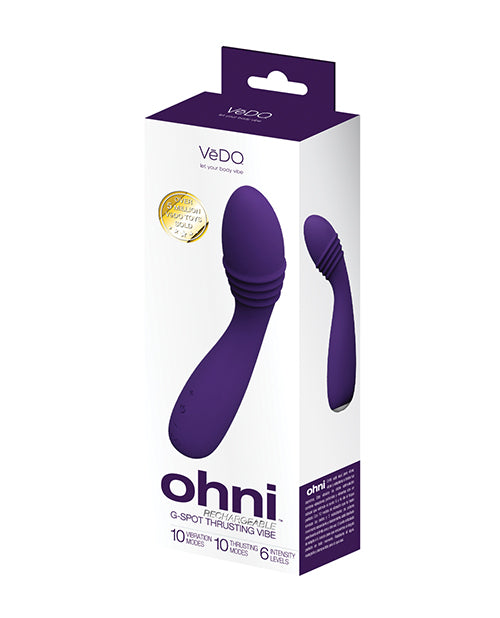 VeDO VI-P2713 Ohni Rechargeable G-Spot Thrusting Vibe, Purple Dual Stimulation