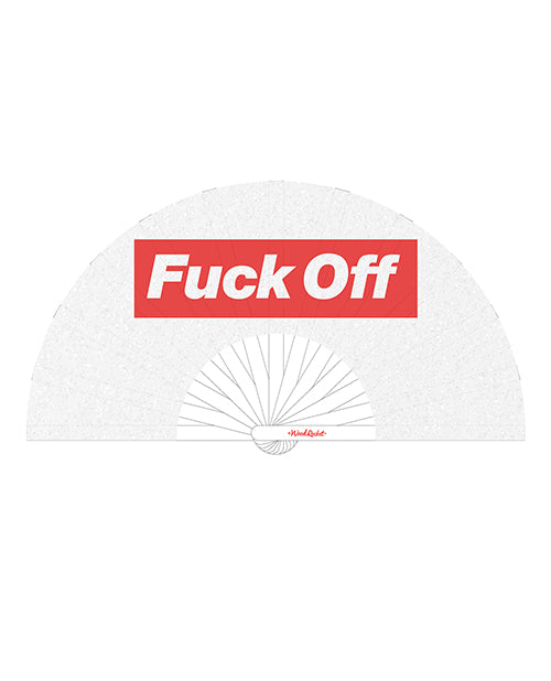 Wood Rocket Fan - 013 Fuck Off Folding Hand Fan, Large, White/Red