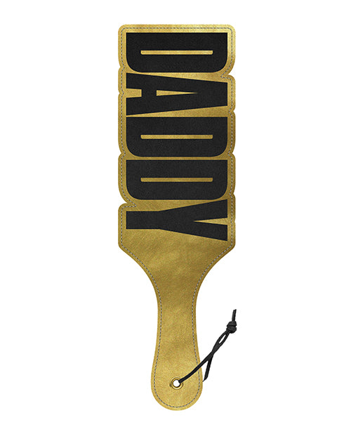 Wood Rocket Daddy Paddle, Black/Gold Textured Polyurethane for BDSM
