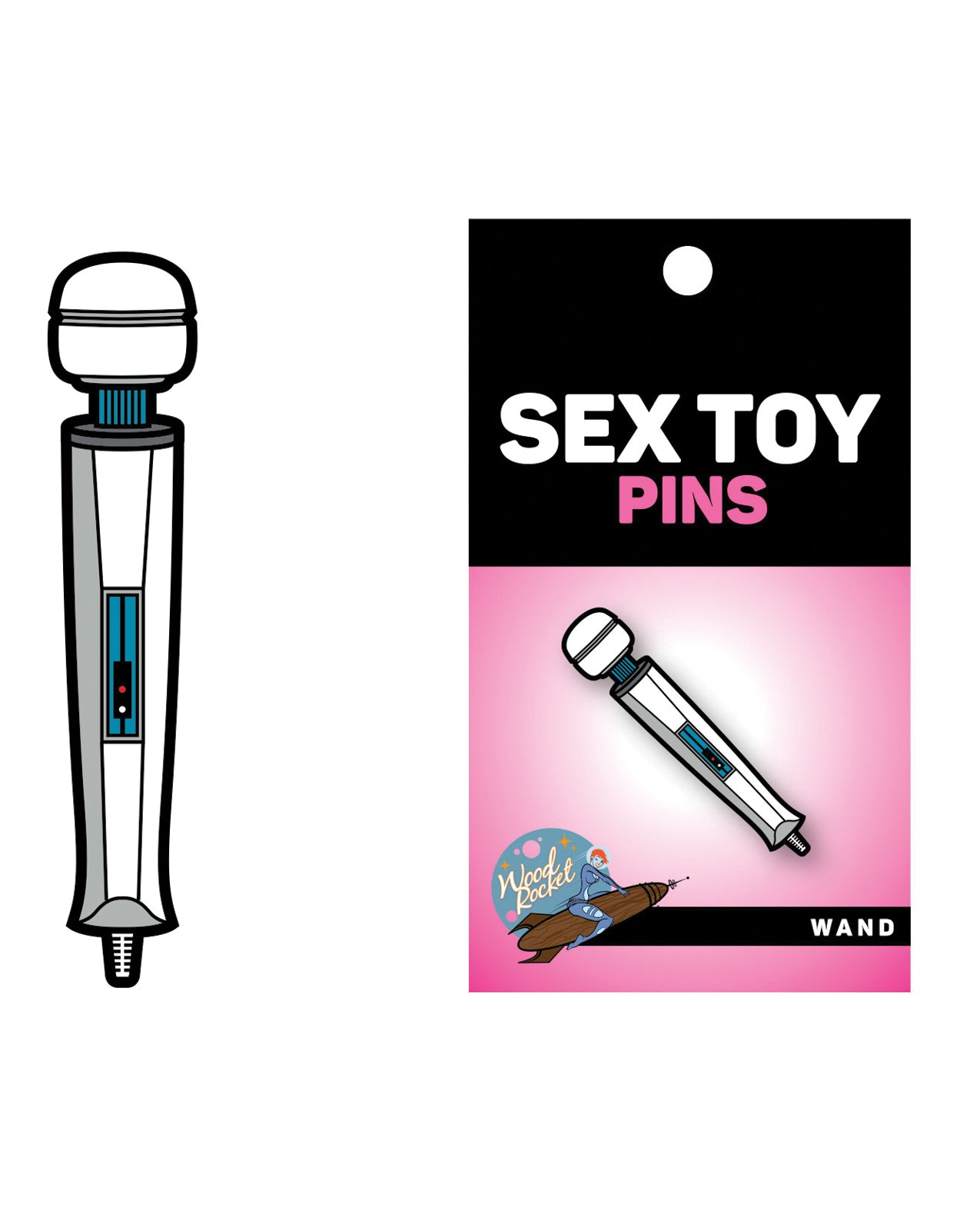 Wood Rocket EPT-006 Sex Toy Wand Pin, White Soft Enamel