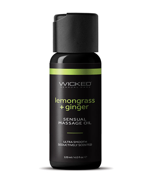 Wicked Sensual Care 90974 Lemongrass & Ginger Massage Oil, 4 oz