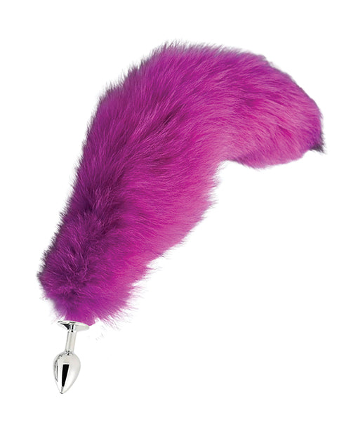Pink Elephant World Fox Tail Plug, Hot Pink Faux Fur with Stainless Steel Base