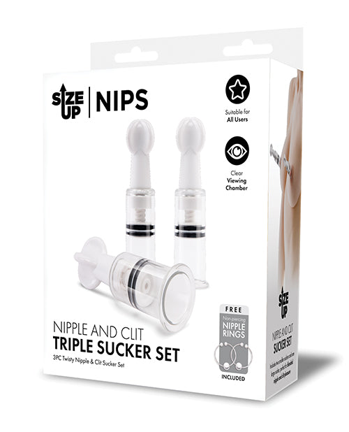 Xgen SU102 Size Up Nipple & Clit Triple Sucker Set, Plastic