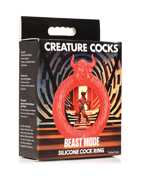XR Brands Creature Cocks Beast Mode Silicone Cock Ring, Red – Made in USA