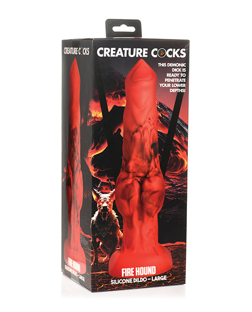Creature Cocks Fire Hound Dildo, Large Red Silicone