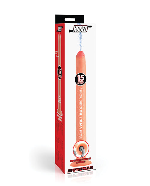 XR Brands Hosed 15" Thick Silicone Enema Hose, 1.6" Diameter, Ivory
