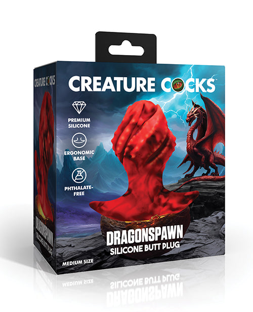 Creature Cocks Dragonspawn Silicone Butt Plug, Medium – Black/Red